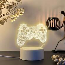 Lampu Malam Akrilik Motif Kontroler Game, Lampu Hias Meja Bertenaga USB dengan Cahaya Hangat, Ukiran Garis Kisi Halus, Lampu Samping Tempat Tidur dengan Suasana Gaming yang Keren, Gaya Tema Gaming, Cocok untuk Penggemar Game, Hadiah Ulang Tahun dan Liburan yang Kreatif - cahaya putih hangat - View 8