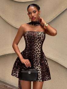 Vestido corto línea A sin mangas estampado de lunares, estilo francés, para fiesta - Multicolor - Ver 7