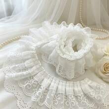 1/2/6/8/10 Size White Hollow Eye Pattern Fan-Shaped Scalloped Lace Trim, 6.5cm Wide Double Layer Pleated Mesh Lace Ribbon, Multiple Styles Available, Soft And Breathable, Suitable For Handmade Sewing, Fabric Crafts, Christmas Decoration - Multiple Styles - View 2