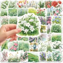 50pcs Watercolor Floral Wildflower Stickers, Aesthetic Botanical Garden Stickers, Suitable For Journals, Laptops And Water Bottles - Multicolor - View 3