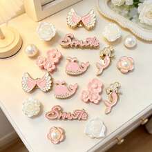 18pcs Gold Pink Letter, Mermaid, Flower DIY Shoe Decoration Animal Elegant ABS Plastic (ABS Resin) Water Drop Home All Seasons - Gold Pink - View 3