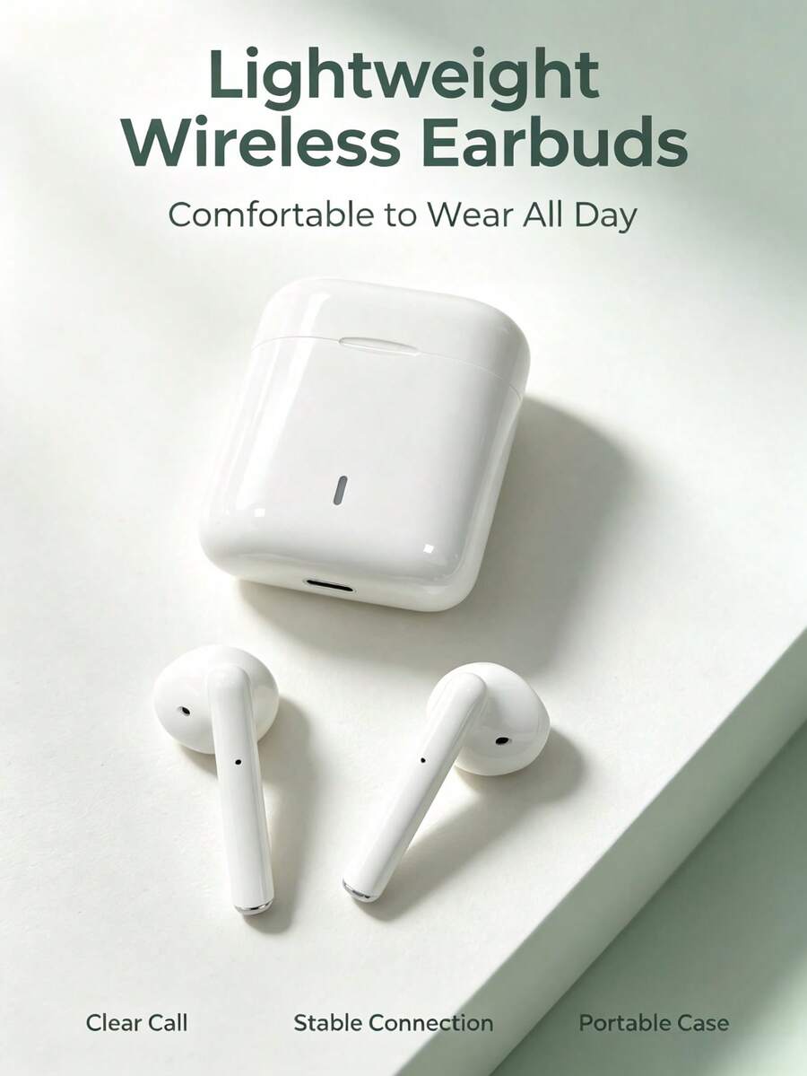 SZLWSM Bluetooth 5.3 Wireless Earbuds True Wireless Earphones High Audio Quality Built-In Microphone Stable Signal Sweat-Proof Durable Lightweight In-Ear Design Suitable For Sports Music Calls Compatible With Apple And Android - View 1