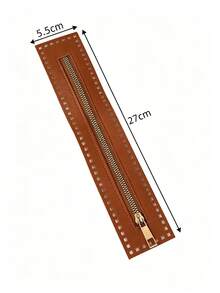1pc PU Leather Zipper With Perforated Holes, Deep Blue Brown Beige Multicolor Crochet Bag Accessory, Suitable For DIY Wallet, Handbag Sewing Craft And Handmade Wallet Shoulder Strap, DIY Wallet Making Material, Craft Creator - Multiple Styles - View 9