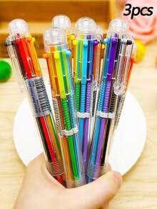 1/3/20/30 buah Pulpen Ballpoint Aneka Warna yang Dapat Ditarik, Badan Transparan, 6 Warna Pulpen, Pulpen Portabel untuk Menulis Jurnal, Menandai, dan Menggambar, Alat Tulis Multifungsi Kreatif untuk Siswa - Set - View 10