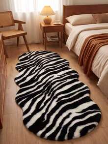 Soft Fluffy Rug Zebra Stripe Area Rug,For Bedroom,Living Room,Study,Office,Plush Bedroom Rugs,Non-Slip,Cute Rug,Faux Fur Rug,Living Room Rug,Bedroom Rugs,Bedside Rug,Shaggy Rug,Decorative Rug,Bedroom Decor,Home Decor,Room Decorations - Multicolor - View 2