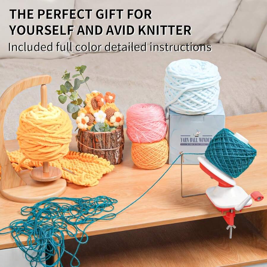 1pc Manual Crank Yarn Winder | Sand, Pink, Purple - Fiber Winding Tool With Detachable Tassel Maker; Portable Design, Suitable For Home Textiles And Knitting Crafts; Plastic Material, No Electricity Required - Multicolor - View 1
