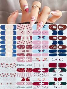 Christmas Winter Snowflake Snowman Christmas Tree Versatile Mix & Match Full Cover Nail Stickers With Nail File - Multicolor - View 23