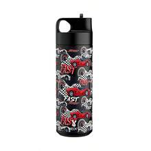 Meoky 19oz Black & Red Racing Cartoon Print Stainless Steel Water Bottle With Loop Lid, Portable Water Bottle - Black and Red Racing - View 8