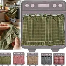 1pc Handmade Farmhouse Style Oven Skirt Cover, Handmade Country Style Oven Curtain, Handmade Oven Cover, Plaid Pattern Blended Fabric Oven Curtain, Can Be Installed To Block Clutter, Suitable For Stoves With Ties, Ruffle Trim Decoration, Home Kitchen Decor - Multicolor - View 19