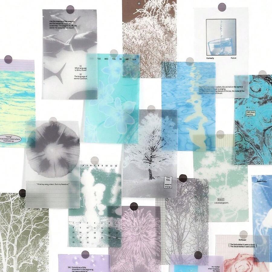 10pcs Vellum Paper Slow Heat Season Series Ins Style Planner Background Paper, Collage DIY Planner Background Decorative Paper, Suitable For Planner And Gift Packaging - A - View 1