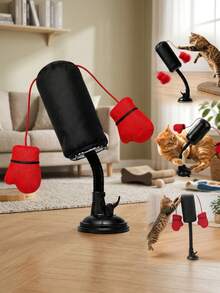 1 Set Interactive Cat Punching Bag Toy, 13.78 Inch Wobble Cat Toy With Hanging Boxing Gloves And ABS Suction Cup Base, Indoor Exercise Stimulating Intelligence Fun Cat Accessory, Suitable For Kittens And Adult Cats - Multicolor - View 1