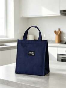 Cold&Heat Preserving Fully Sealed Large-Volume Durable Anti-Scratch Smudge-Resistant Oil-Proof Water-Repellent Damp-Isolating Leak-Proof Odor-Blocking Padded Grip Reusable Multi-Compartment All-Purpose Lunch Bag For Office Travel Picnic Holiday Gift - Navy Blue - View 4