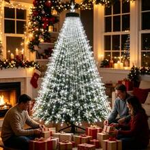 1PC 400/220 LED Christmas Waterfall Tree Lights (USB-Powered) – 8 Lighting Modes; Available In Bright White, Multicolor, Or Warm White; Suitable For Indoor/Outdoor Use (Gardens, Parties, Weddings, Holiday Decor, Event Planning, Christmas, Halloween). - Waterfall Light - View 3