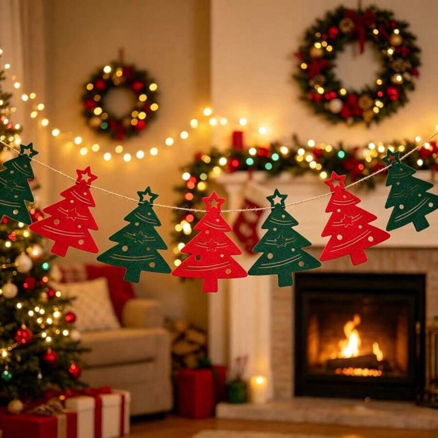 1pc Christmas Tree Hanging Ornament + Tableware Rack + Decoration Set, Christmas Themed Design, Tabletop Decor, Create Festive Atmosphere, Suitable For Family Gatherings, Party Table, Essential Christmas Decoration - Multicolor - View 1
