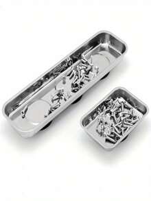 2pcs Stainless Steel Rectangular Tray - Specifically Designed For Holding Magnetic Parts, Bolts, Screws, And Other Components - Multicolor - View 5