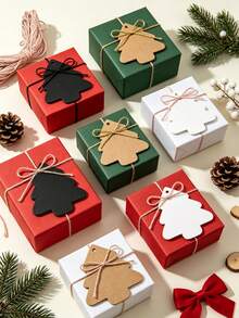 50pcs Christmas Tags Christmas Tree Shaped Cards Suitable For Christmas Tree Hanging Gift Packaging Tags Cards Theme Party Holiday Celebration Gift Giving Birthday Party Graduation Ceremony - multicolor - View 3