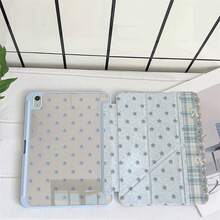 淺藍色星星格紋 Y 型支架保護平板保護套，附筆筒，相容 iPad 第 10 代 Smart Case/11(A16 2025)/相容 Galaxy S9/S7/S10+/相容 /相容 - 彩色 - 查看 7