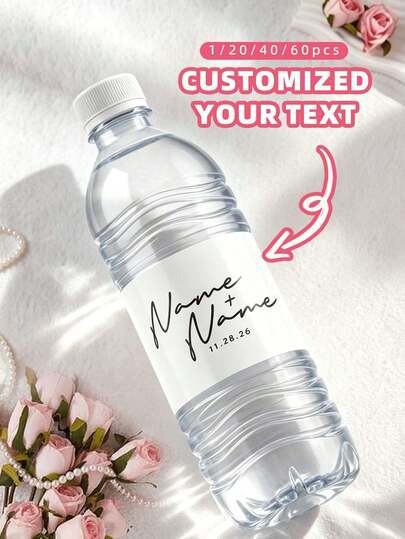 1/20/40/60 piezas Pegatinas personalizadas para botellas de agua, texto personalizable. Múltiples tamaños, perfectas para decoración de botellas de agua de fitness, decoración de tazas deportivas, etiquetado de artículos personales, decoración de cajas de regalo, etiquetas de nicho exquisitas, adecuadas para colegas, parejas, amigos, socios comerciales, familia y amigos, perfectas para cumpleaños, fiestas, eventos temáticos, entrenamiento de fitness