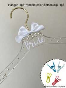 Bow Pearl Bridal Hanger, Wedding Hanger, Lightweight Hanger, Bridal Hanger, Engraved Bridal Hanger, Decorative, Newlyweds, Wedding Decoration, Reusable, Multi-Functional, Fashion, Exquisite - Multicolor - View 13