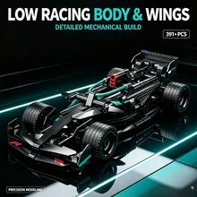 Black And Green Formula Racing Car Building Model, 391+ Pieces Adult Collectible Building Blocks Set, Low Body Racing Car, Wheels And Open Cockpit, Suitable For Halloween, Christmas, Thanksgiving And Birthday Gifts For Hobby Collectors - Black and Green Samurai Formula Racing Car - View 7