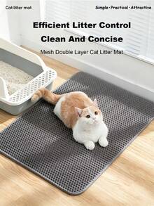 Double Layer Waterproof Cat Litter Mat For Small, Medium And Large Litter Boxes, Washable Cat Litter Cleaning Mat, 8mm Thick Cat Litter Box Mat - Coffee Brown - View 3