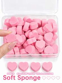 50pcs Nail Art Sponge Gradient Set, Mini Square Dabbing Sponges And Nail Art Gripper Brushes, Suitable For Gel Nail Polish Blending, Gradient, Blush Nail Art Design Nail Art Tool Set - Pink - View 6
