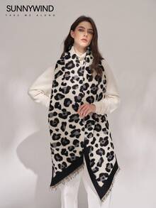 1pc Women's Letter Fashion Polyester Low-Key Casual Versatile Soft Autumn/Winter Scarf For Daily Use - Black - View 5
