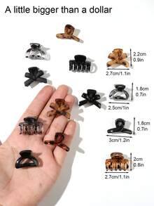 40pcs Set Vintage Maillard Style Mini Hair Claws, Tortoiseshell Bow Cross Pumpkin Half-Circle Small Hair Claw, Simple Versatile Bangs & Loose Hair Accessories - Multicolor - View 3