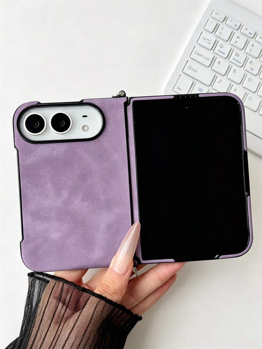 奢華復古 PU 皮革純色手機殼，適用於 iPhone Duo Fold，極簡防護防震緩衝保護殼