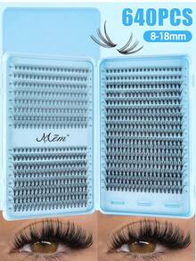 MEM 280pcs Curly Fine Cluster False Eyelashes, 9-16mm Single Lash, DIY Eyelash Kit For Beginners, Includes Glue And Tweezers, Suitable For Daily Wear, Wedding, Date And Party, Ideal Beauty Gift For Christmas And Halloween - Black - View 3