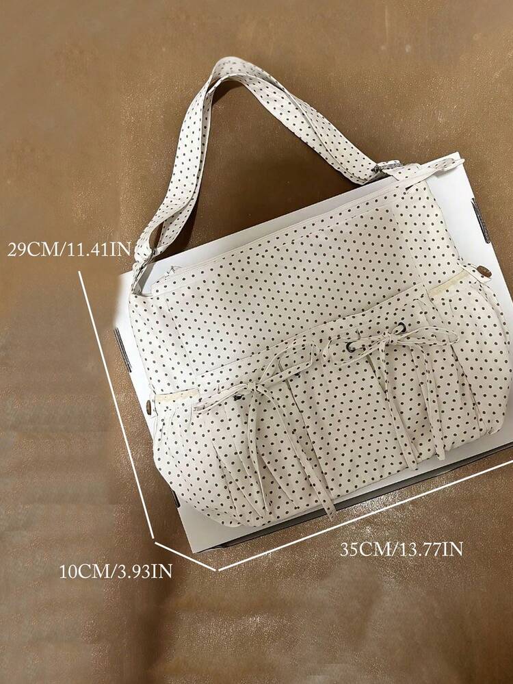 Back To School Season Korean Style Ins Niche Design Versatile Shoulder Bag For College Students Women Artistic Shopping Bag Slouchy Student Class Canvas Bag Commuter Bag - White - View 8
