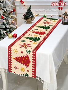 1件裝紅綠聖誕樹與雪花圖案聖誕桌巾，180*35cm 聚酯纖維聖誕桌布，桌布，聖誕快樂，聖誕裝飾，聖誕裝飾，聖誕裝飾，聖誕餐桌裝飾，廚房餐桌裝飾，節日派對裝飾，冬季家居裝飾，室內外通用 - 彩色 - 查看 11