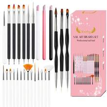 31pcs Professional Nail Brush Set - 3D Gel Pen, Acrylic Brush, Salon Grade Nail Tools, Suitable For Home And Salon Use - Pink - View 9