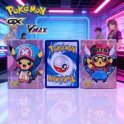 Funko 1 Kotak Kartu Pokémon Langka VMAX, GX, EX, Kartu Koleksi, Kartu Shiny, Bahasa Universal, Kartu Periferal Anime Pokémon, Kartu Permainan Meja PVC