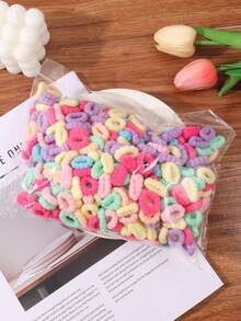 100pcs Solid Color Cute Hair Scrunchies, Hair Accessories, Ponytail Holders, Hair Ties Hair Elastics - Multicolor - View 3