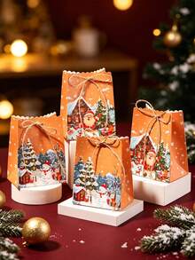 10pcs/50pcs/Pack Party Gift Boxes Christmas New Paper Boxes Christmas Candy Boxes Cookie Boxes Dessert Boxes Party Gift Paper Boxes Decorative Christmas Atmosphere Boxes - View 2