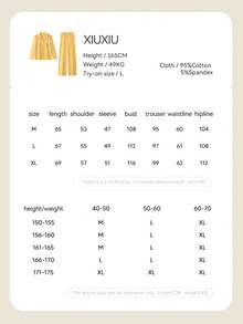 Gongdie 2pcs/Set Miffy Women's Pajama Set, Autumn Yellow Polka Dot Soft Cotton Loungewear With Pockets - Yellow - View 8