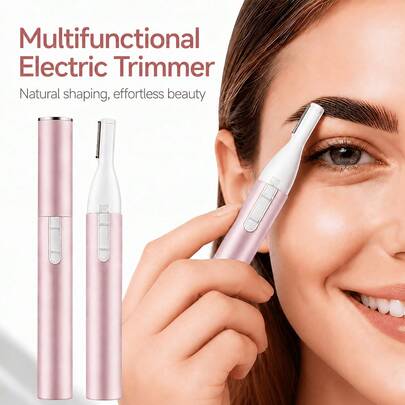 Women's Portable Electric Eyebrow Trimmer, Bikini Trimmer, Women's Eyebrow Pencil, One-Touch Start, All-Aluminum Shell, Fashionable Appearance, Precise Multi-Stage Length Controller Suitable For Beginners, Painless Trimming, Professional Women's Facial Grooming, Let Women Be Confident And Beautiful, Women's Essential (AAA Battery, Battery Not Included)
