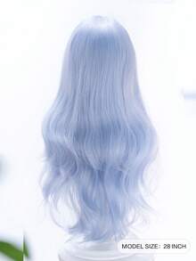 alicegarden 28 Inch Long Synthetic Wig, Natural Wavy Hair, Stunning Blue, Middle Part Design, Suitable For Women's Daily, Party, Cosplay Use, Natural And Durable, Wig Gift (Accessories Not Included) - Blue - View 3
