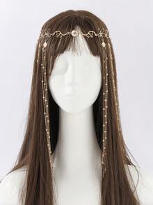 1pc Fashion Elegant Chain Tassel Headpiece Forehead Chain Hair Chain Headband Hair Accessory Vine Chain, Wedding Hair Accessory - Multicolor - View 2
