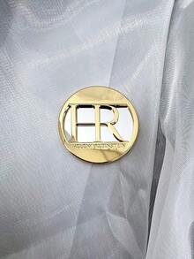 HR Helena Rubinstein Hollow Logo Round Compact Mirror Golden Metal Portable Pocket Cosmetic Mirror Foldable Hand Makeup Mirror Travel Beauty Gift For Women - Gold - View 1