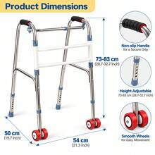 Foldable Lightweight Walking Frame With 2 Wheels – Compact Folding Walker For Easy Storage & Transport, Mobility Aid For Elderly & Adults - Silver - View 3
