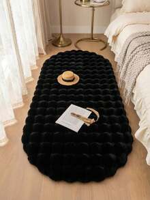 Soft Fluffy Rug Black Oval Area Rug,For Bedroom,Living Room,Study,Office,Plush Bedroom Rugs,Washable & Non-Slip,Shaggy Rug,Faux Fur Rug,Living Room Rug,Bedroom Rugs,Bedside Rugs,Decorative Rug,Bedroom Decor,Home Decor,Winter Decor - Black - View 2