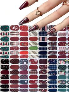 Christmas Winter Snowflake Snowman Christmas Tree Versatile Mix & Match Full Cover Nail Stickers With Nail File - Multicolor - View 11