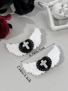 2pcs Anime Cosplay Party Plush Angel Wings Heart Cross Hair Clips Sweet Cool Lolita Style Side Clips - Multicolor - View 8