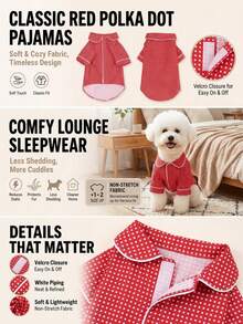 Red Polka Dot Cat & Dog Pajamas, Suitable For Small And Medium Dogs Year-Round, Non-Elastic Lightweight Breathable Comfortable (Size Runs Small, Recommend Buying 1-2 Sizes Up) - Red - View 3