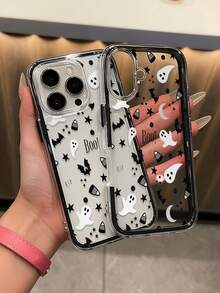1pc Bat Ghost Pattern, Contrast Color 2-In-1 Black Shockproof Phone Case, TPU Material, Can Be Given As A Holiday Gift, Compatible With Apple Phone 11 12 13 14 15 16pro/Promax/14 15 16plus/17/18pro/18promax, Unisex - Multicolor - View 6