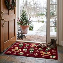 1pc Christmas Gingerbread House Pattern Rug, Holiday Floor Mat, Bathroom Rug, Christmas Home Decor - Multicolor - View 3