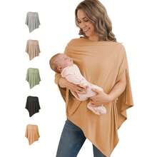 Soft Stretchy Breathable Nursing Cover For Breastfeeding, 360° Full Privacy Wearable Nursing Shawl, Multi‑Function Car Seat Canopy Sun Shade - Multicolor - View 5