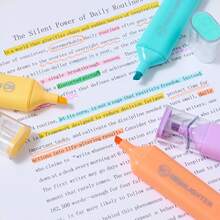 Large Capacity >12pcs Multicolor Soft Pastel Fluorescent Highlighter Set, Non-Bleed Quick-Dry Oblique Tip Design, For Student Note-Taking, Key Point Marking, Bible Annotation, Journaling, Drawing, Office Use - Highlighter - View 8